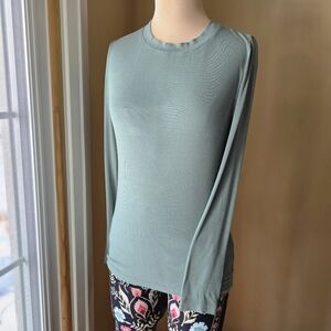 The Loft Sage Green Ribbed Long Sleeve Top - Size LP